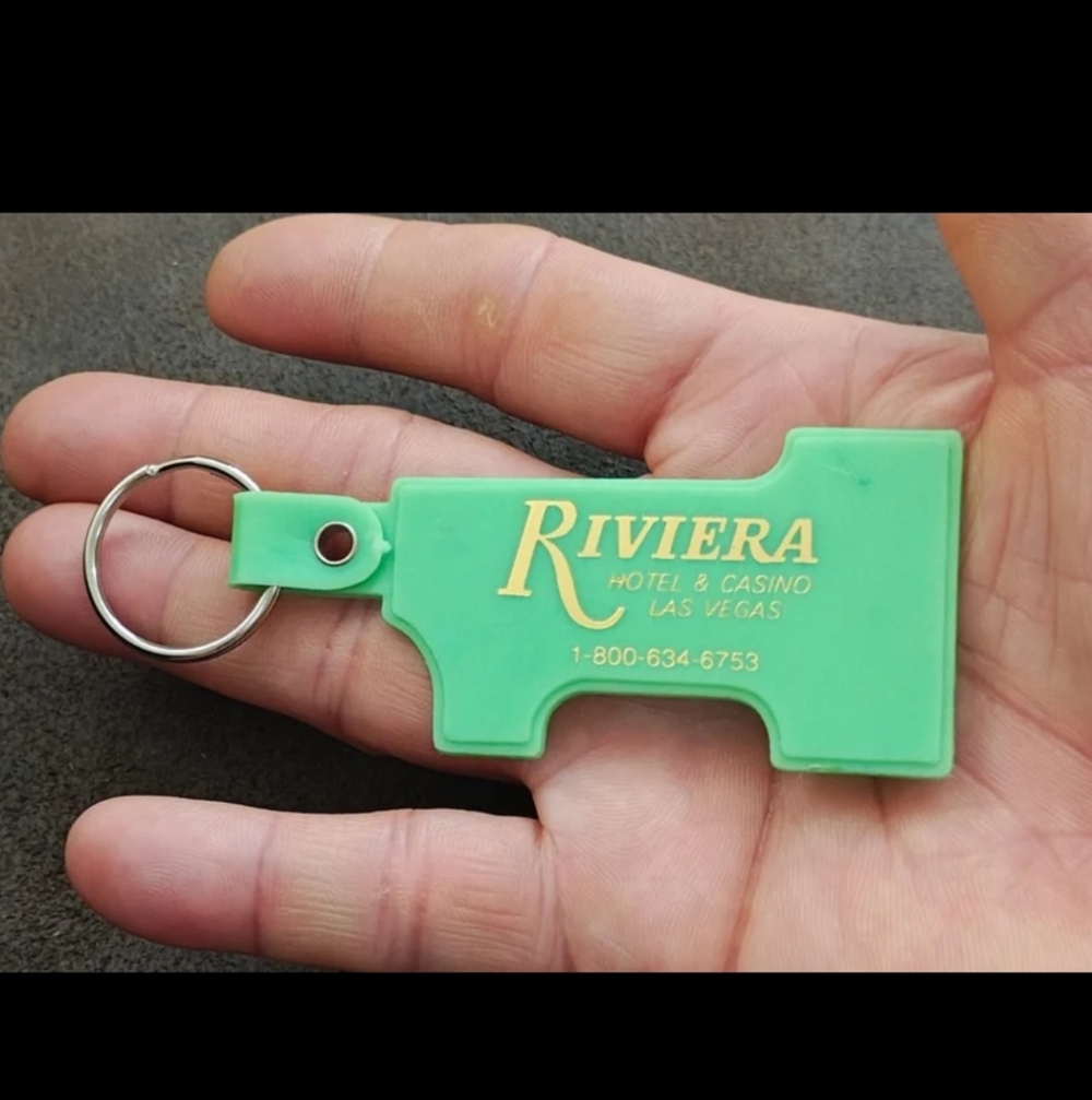 1990s Vintage Riviera Hotel & Casino Las Vegas Green Plastic Keychain